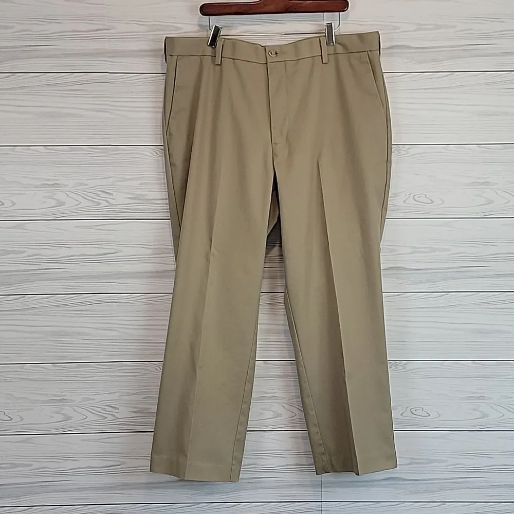 Dockers D3 classic fit tan chinos straight leg flat panel front Men's Size 40X29